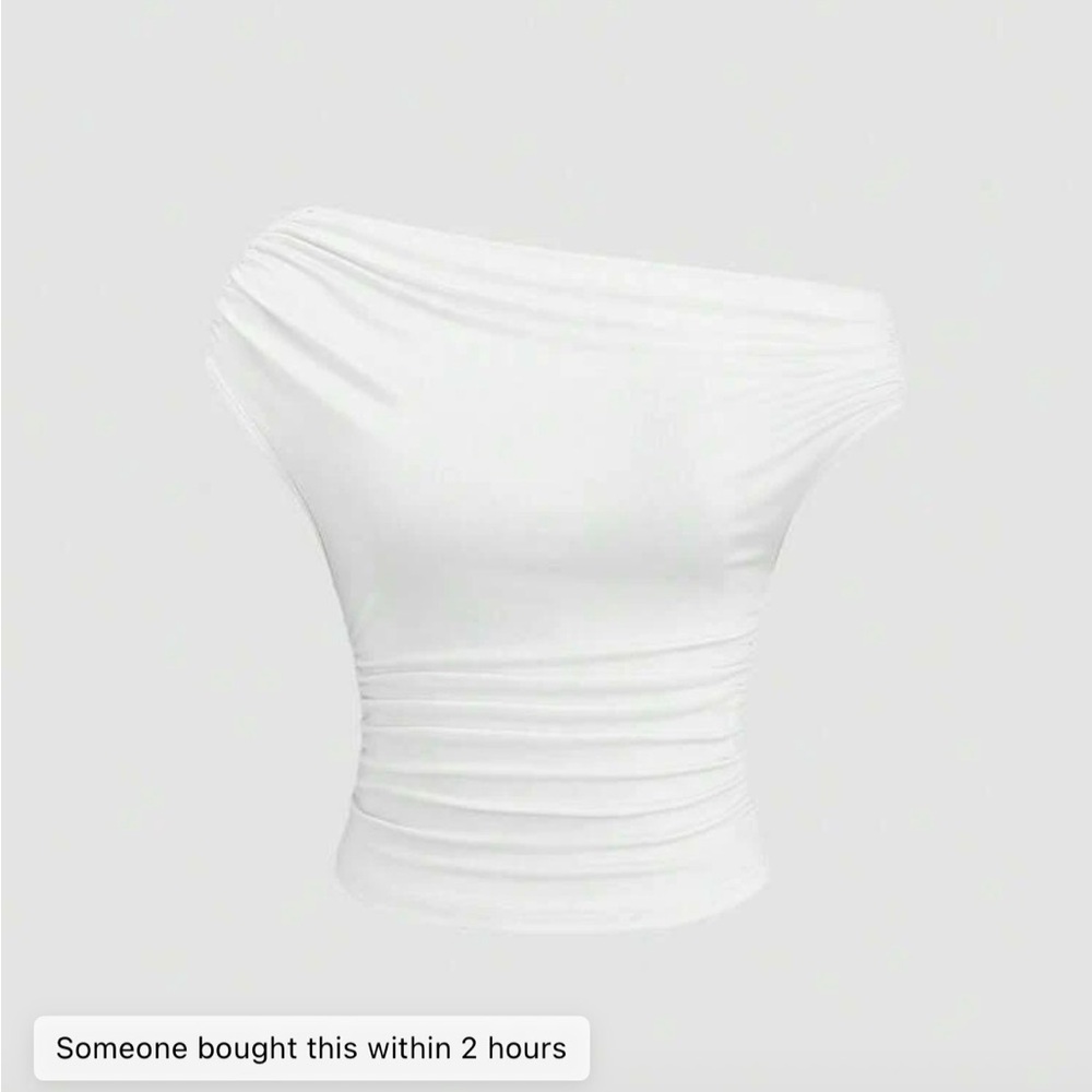 SHEIN White Ruched Off-Shoulder Blouse